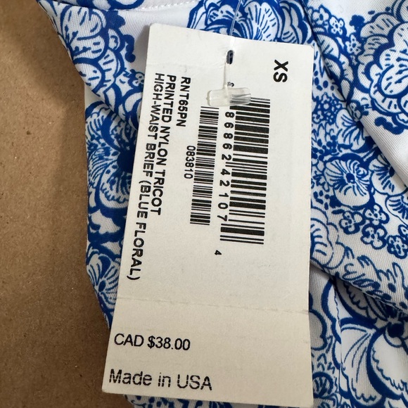 NWT American Apparel Blue Floral Print High Waisted Brief Bikini Bottoms. XS - Picture 5 of 6